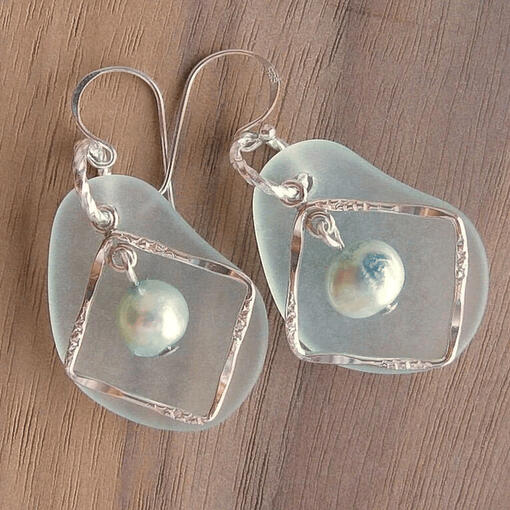Pearl Frosted Glass Earrings