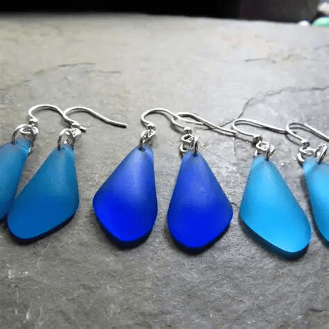 'Blue Dye' Frosted Glass Earrings